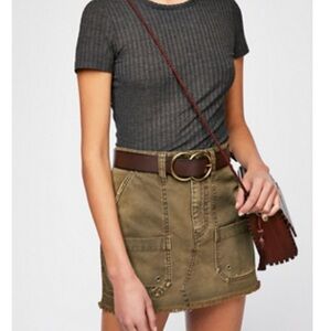 Free People Olive green cargo mini skirt size 28